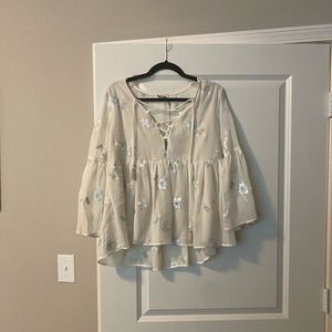 Show Me Your Mumu White Tie Up Poet Blouse